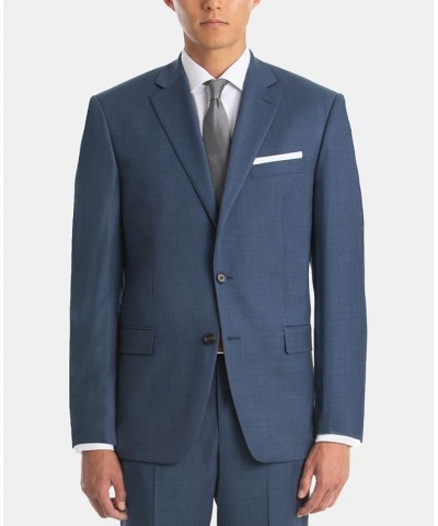 Men's UltraFlex Classic-Fit Blue Sharkskin Wool Suit Jacket $85.00 Suits