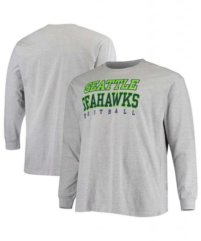 Men's Big and Tall Heathered Gray Seattle Seahawks Practice Long Sleeve T-shirt $23.59 T-Shirts