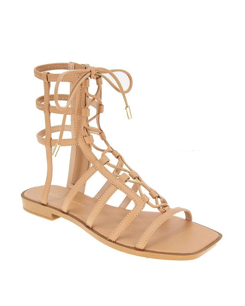 Women's Lariat Gladiator Sandal Tan/Beige $56.76 Shoes