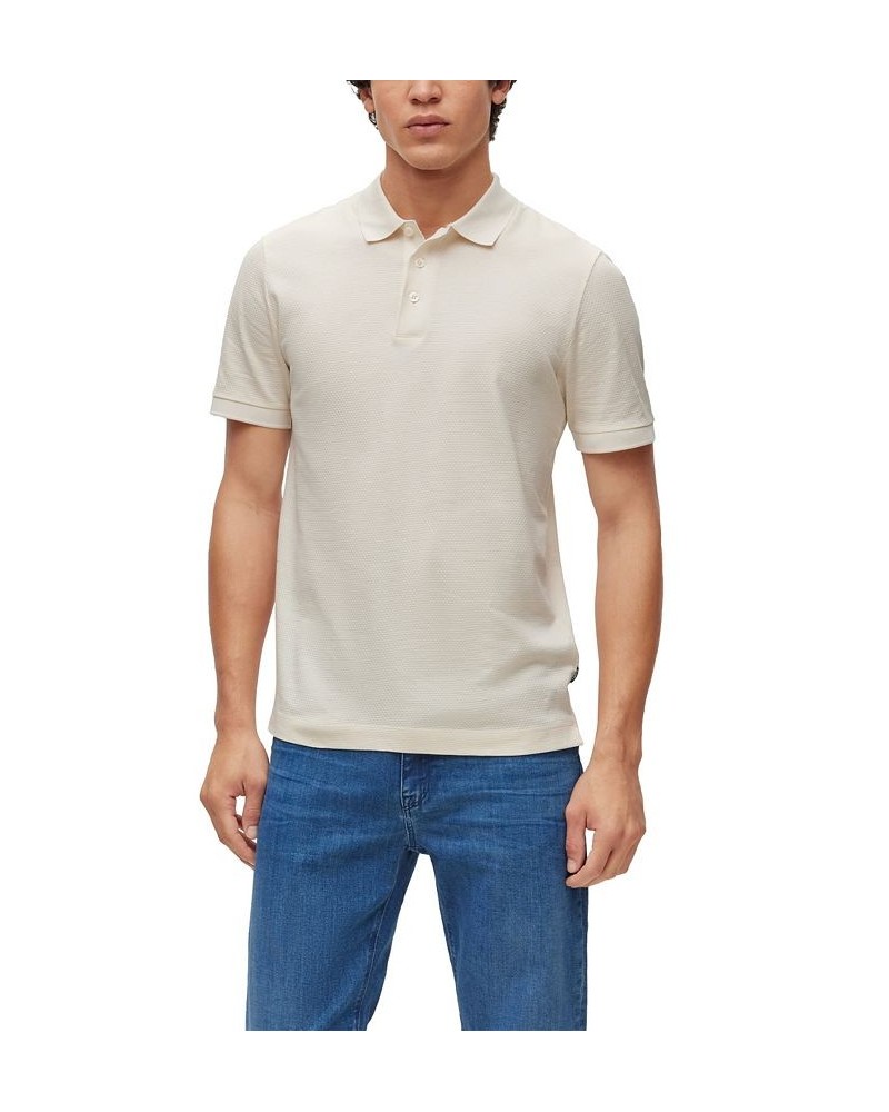 BOSS Men's Mercerized-Cotton Honeycomb Structure Slim-Fit Polo Shirt White $62.10 Polo Shirts