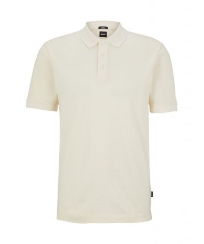 BOSS Men's Mercerized-Cotton Honeycomb Structure Slim-Fit Polo Shirt White $62.10 Polo Shirts
