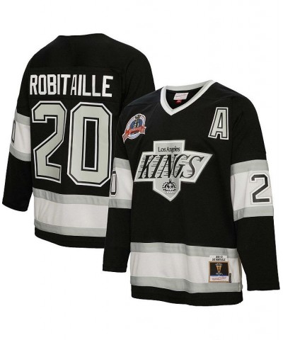 Men's Luc Robitaille Black Los Angeles Kings 1992 Blue Line Player Jersey $64.00 Jersey