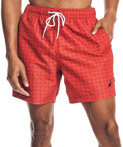 Men's 6" Cube-Print Quick-Dry Swim Shorts Pink $19.51 Swimsuits