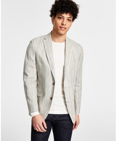 Men's Slim-Fit Striped Suit Jacket White $57.00 Suits
