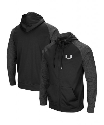 Men's Black Miami Hurricanes Big and Tall Blackout 2.0 Raglan Full-Zip Hoodie $42.75 Sweatshirt