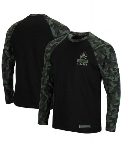 Men's Black ECU Pirates OHT Military-Inspired Appreciation Camo Raglan Long Sleeve T-shirt $22.50 T-Shirts