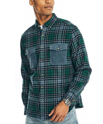 Men's Classic-Fit Plaid Flannel Button-Down Shirt Green $17.57 Shirts