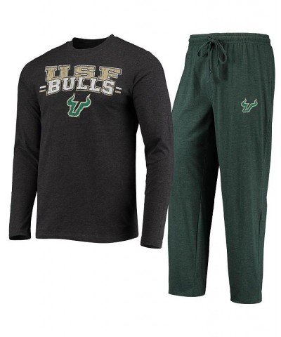 Men's Green, Heathered Charcoal South Florida Bulls Meter Long Sleeve T-shirt and Pants Sleep Set $41.59 Pajama