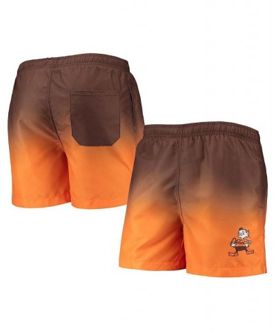 Men's Brown, Orange Cleveland Browns Retro Dip-Dye Swim Shorts $32.39 Swimsuits