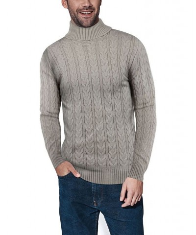 Men's Cable Knit Roll Neck Sweater Sand $23.32 Sweaters