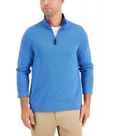 Men's Birdseye Quarter-Zip Pullover Blue $17.94 Sweaters