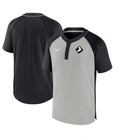 Men's Black, Silver Chicago White Sox City Plate Performance Henley Raglan T-shirt $30.80 T-Shirts