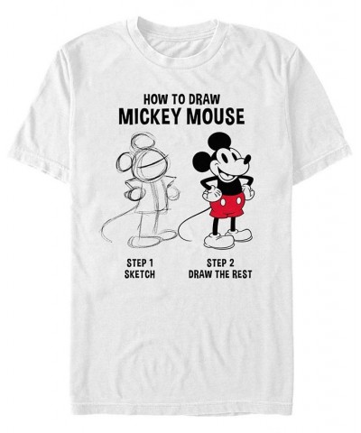Men's Mickey Drawing Short Sleeve Crew T-shirt White $16.45 T-Shirts