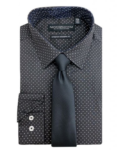 Men's Modern Fit Dress Shirt and Tie Set Black $20.08 Dress Shirts