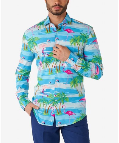 Men's Flaminguy Tropical Flamingo Dress Shirt Multi $21.50 Dress Shirts
