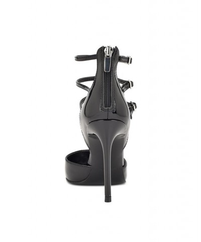 Women's Frann Pointy Toe D'Orsay Strappy Pumps Black $58.31 Shoes