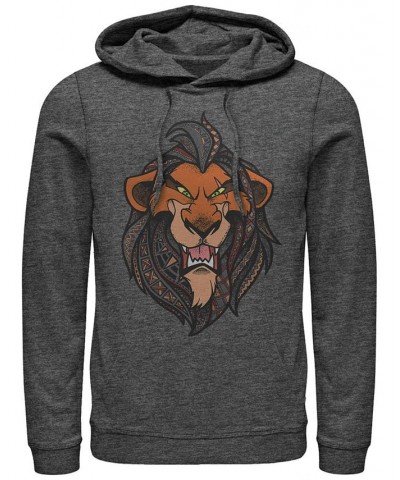 Disney Men's Lion King Scar Geometric Pattern Fill Portrait, Pullover Hoodie Gray $29.70 Sweatshirt