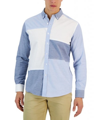 Ethan Long Sleeve Patchwork Oxford Shirt Blue $19.20 Shirts