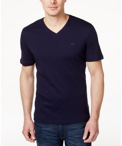 Men's V-Neck Liquid Cotton T-Shirt Blue $29.16 T-Shirts