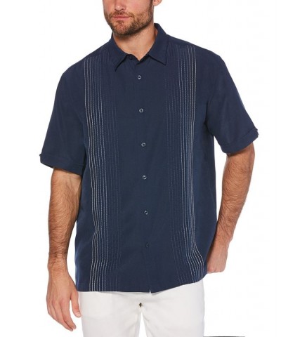 Men's Big & Tall Textured Stripe Shirt Blue $17.10 Shirts
