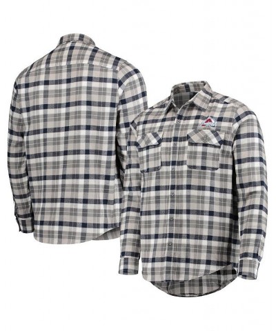 Men's Navy, Gray Colorado Avalanche Ease Plaid Button-Up Long Sleeve Shirt $33.60 Shirts