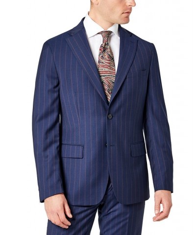 Men's Slim-Fit Berry Stripe Wool Suit Jacket Multi $191.40 Suits